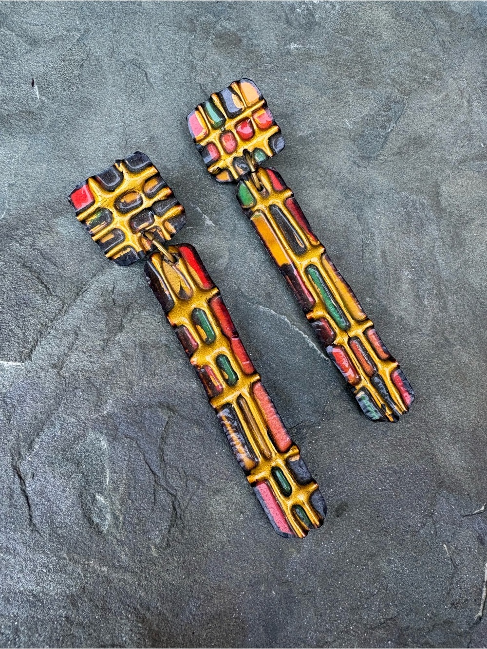 Handcrafted Multicolor chunky Geo Drop Earrings
